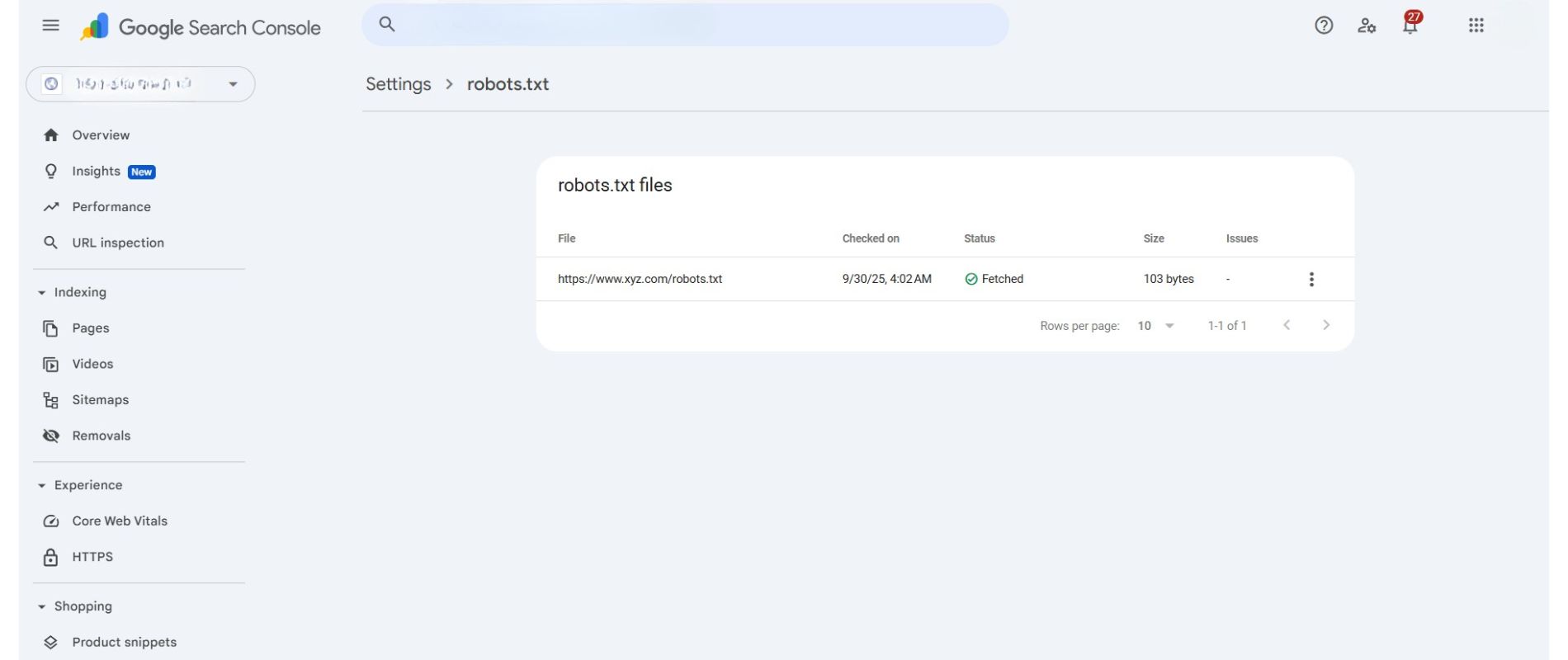 Robots.txt report in Google Search Console