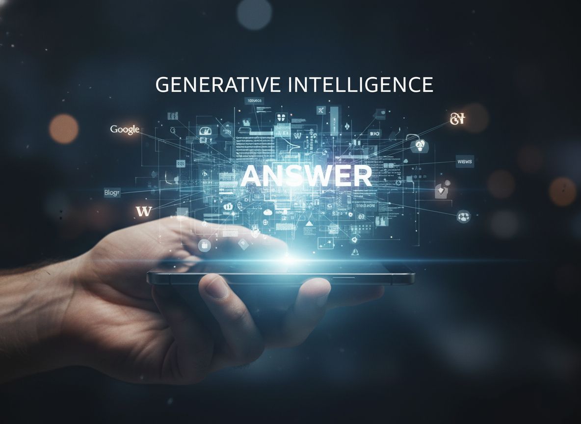  Visualization of how GEO works by synthesizing data from multiple sources for AI answers