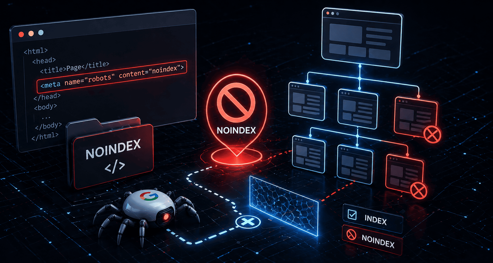 Noindex tag preventing page indexing in SEO