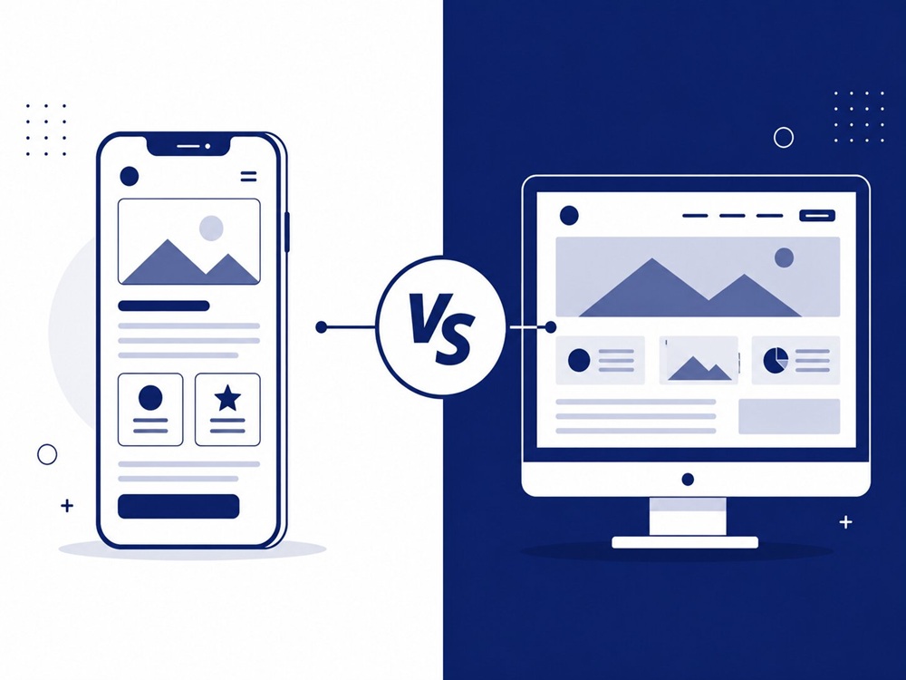 Illustration comparing mobile SEO and traditional desktop SEO